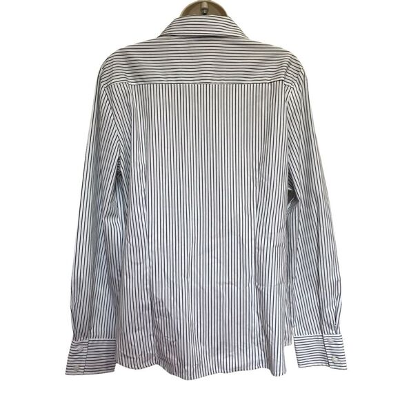 Worthington Striped Tuxedo Ruffle Button Down Shirt Sz L NWT - Picture 5 of 12